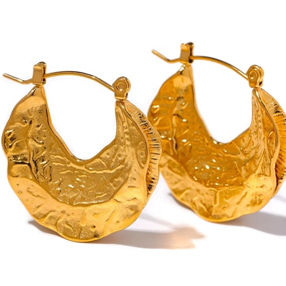 Gold Foil Hoop Earrings - Picture 9 of 11